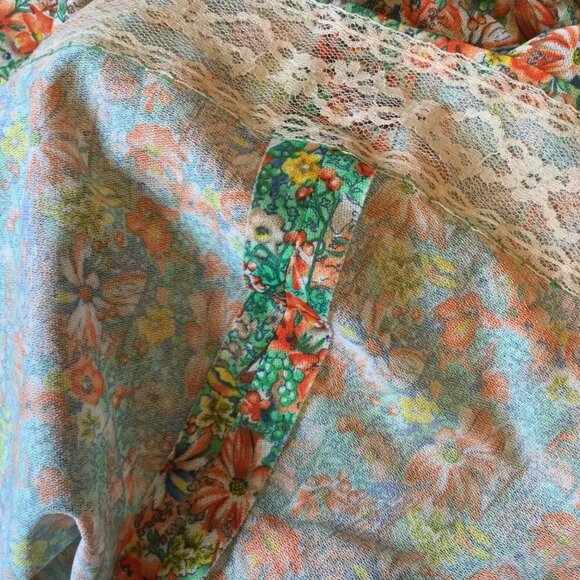 Vintage Kay Windsor women’s midi dress semi sheer floral print short sleeve cott - Picture 10 of 12